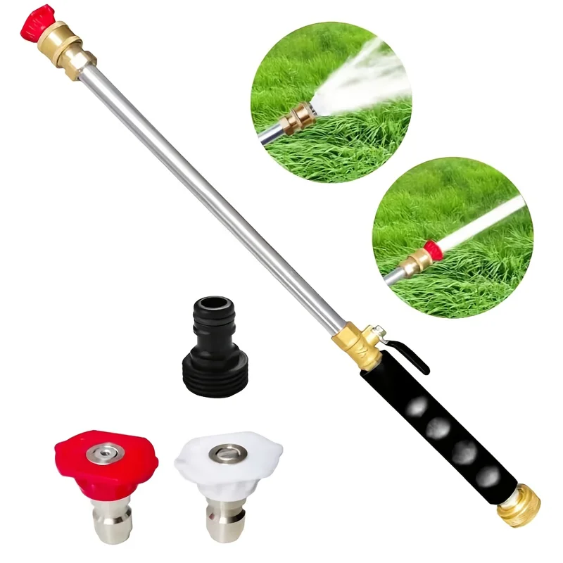 Garden Hose High-Pressure Electric Cleaning Machine High-Pressure Cleaning Tool Hose Nozzle Sprayer with 2 Metal Nozzles Suitable for Car, Pet, and Floor Cleaning Tools, Garden Supplies Cleaning and Irrigation