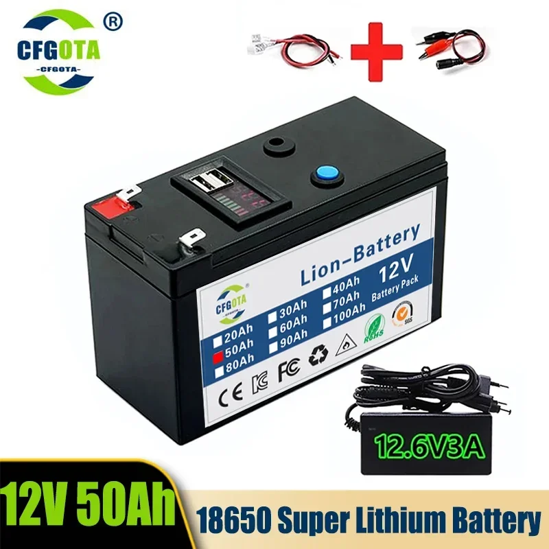 Brand new sprayer 12V 50Ah 3S6P volt built-in high current 30A BMS 18650 lithium battery pack for electric vehicle battery