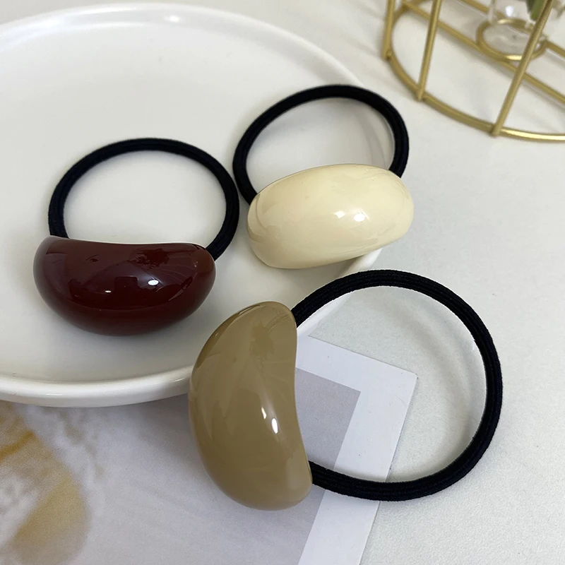 New Advanced Simple Temperament Geometric Arc Hair Loop Versatile Tie Head Half Round Horsetail Buckle Hair Rope Headwear