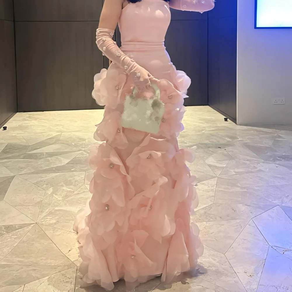 

Customized Simple Jersey Pleat Applique Mermaid Strapless Long Evening Dresses Luxury 2025 Elegant Exquisite