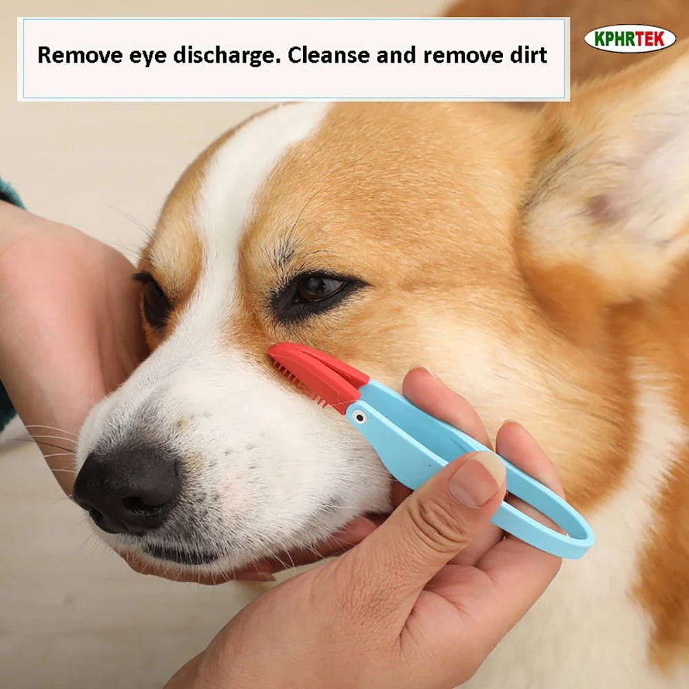 Soft Silicone Pet Eye Cleaning Brush Ergonomic Tear Area Grooming Comb for Cats & Small Dogs
