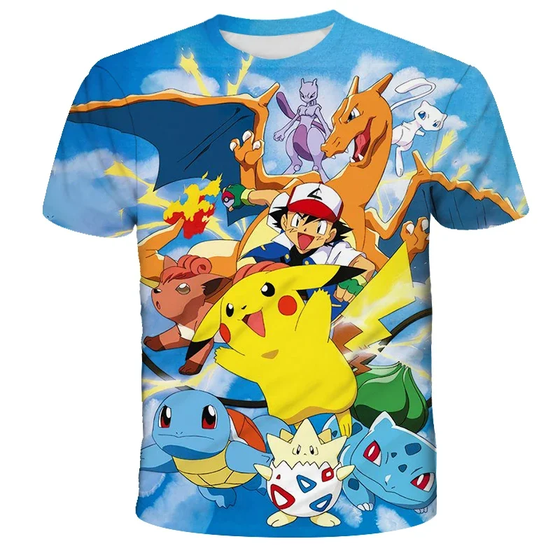 

Anime Children 3D Fashion Casual T-shirt Pokemon Cosplay Boys Girls Cosplay Clothing T-shirt Short Sleeve Kids Clothes Yellow