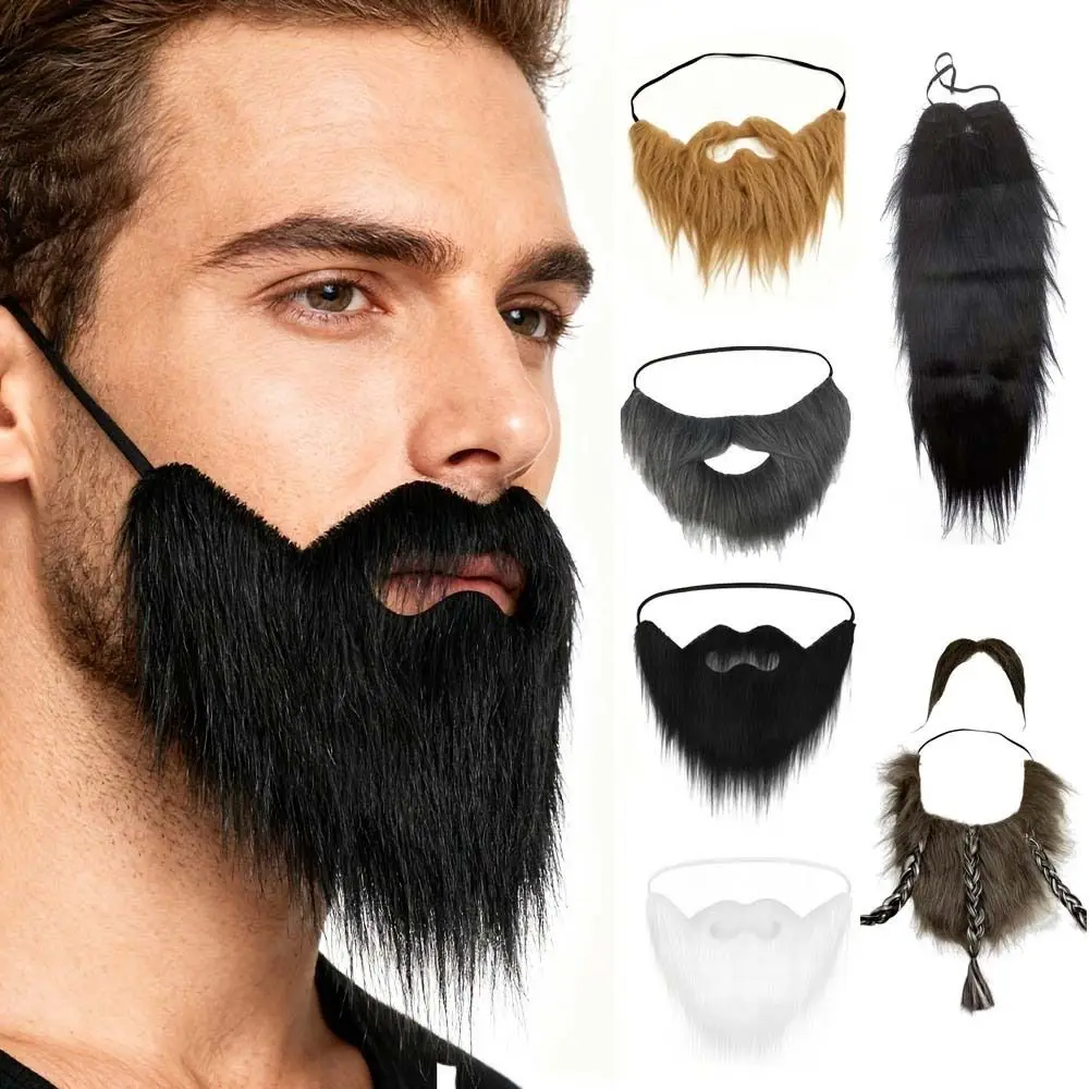 Natural Realistic Fake Beard Novelty Easy to Wear Long Beard Props Soft Skin-Friendly Pirate Beard Mask for Halloween