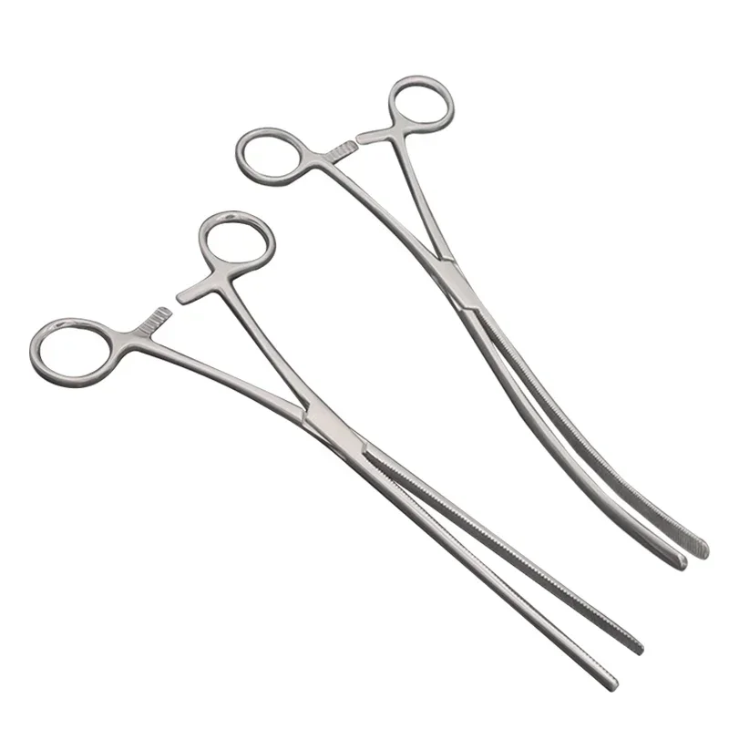 Bowel Clamps Intestinal Forceps Straight Curved Veterinary Medical Surgical Instruments 16.5cm/22cm/25cm