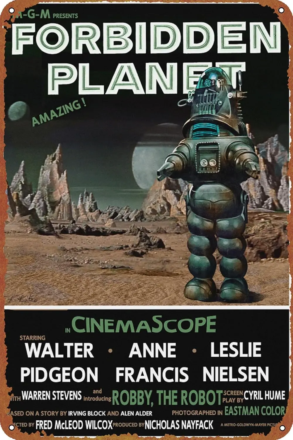 Forbidden Planet Movie Poster Metal Signs Vintage Bar Bathroom Kitchen Man Cave Garden Club Gift 12x8inch