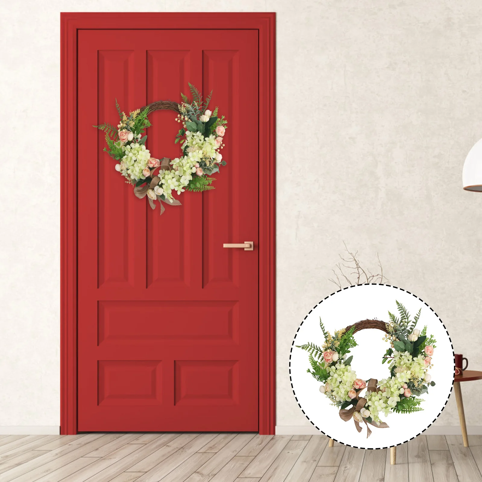 

1Pcs Artificial Leaf Floral Wreath Premium Spring Home Door Hanging Garland Elegant Wall Party Decoration Fresh Style Emulation