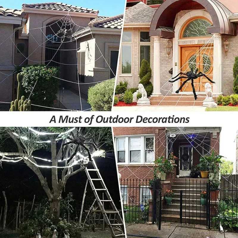 

Halloween Spider Web With Large Black Spider, Outdoor Triangle Web Prop For Haunted House & Lawn Decor