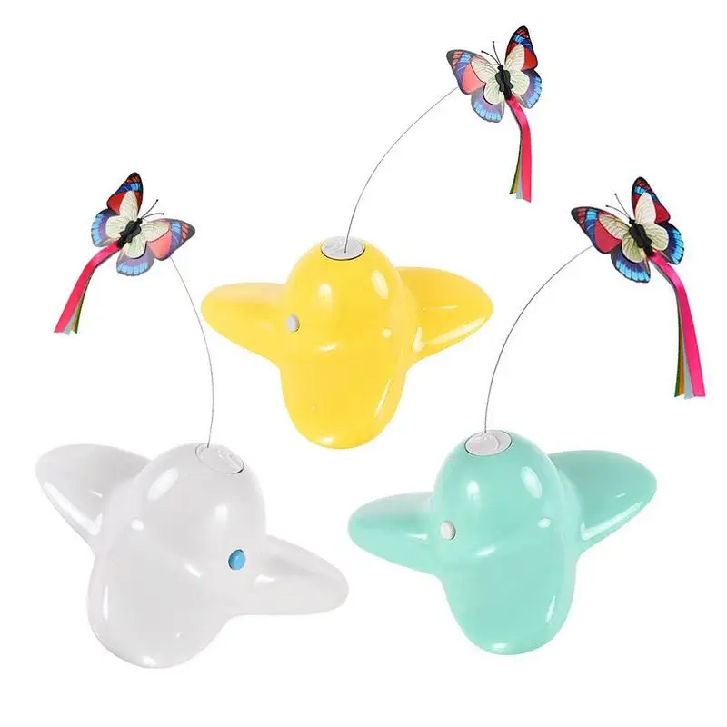 Interactive Pet Toys Cat Toy Moving Cat Toys With LED Light Weighted Base Butterfly Flutter Pet Exercise Toy Self Play