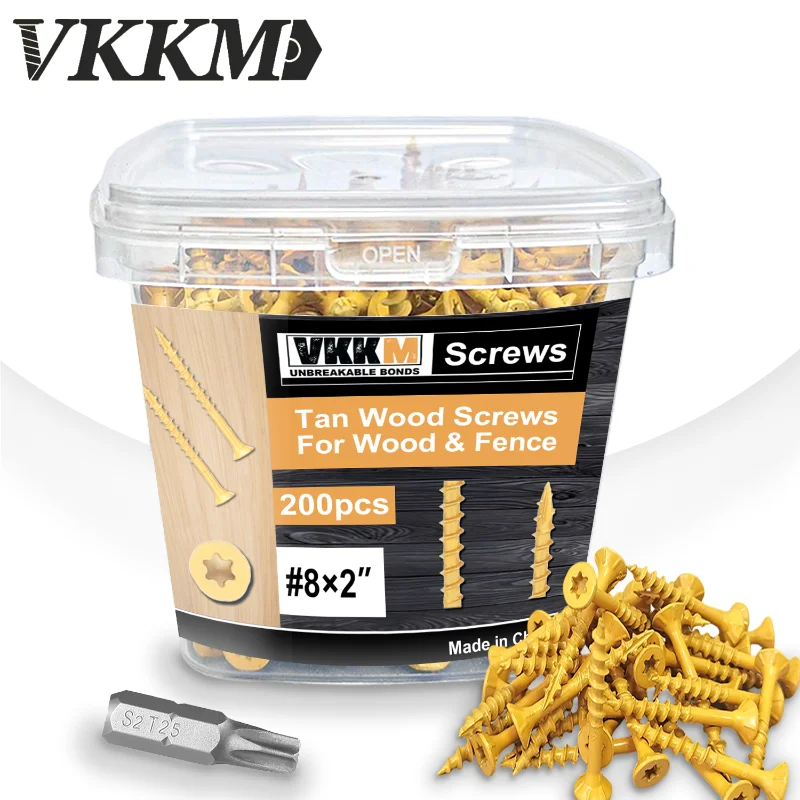 

VKKM — набор саморезов по дереву Torx Deck — материал из углеродистой стали, включая бесплатную биту T-25, для установки деревянного патио.