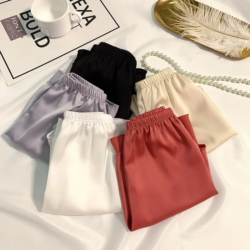 Summer Women Pajamas Shorts Ice Silk Satin Safety Short Pants Lady Underskirt Fashion Cool Sleep Bottoms Female Sleepwear Shorts