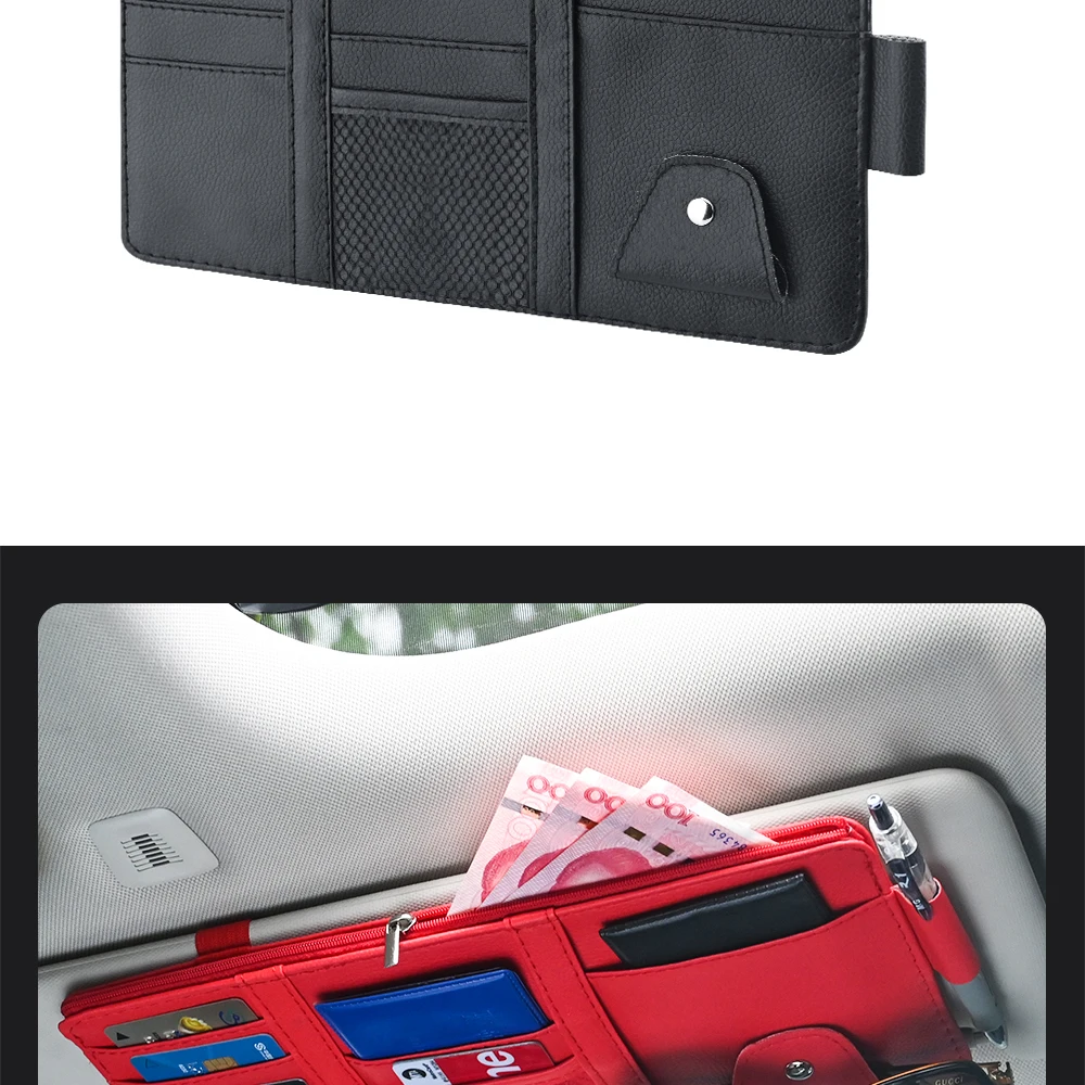 Auto Sonnenblende Bill Stift Visitenkarte Halter Organizer Lagerung Box Sonnenbrille Clip Verstauen Aufräumen Auto Zubehör – Detail 12