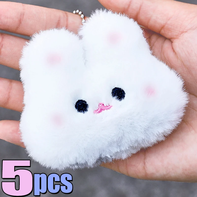 1/5pcs Sweet Cartoon Plush Rabbit Doll Keychain Sweet Cute Angry Crying Rabbit Doll Charms Keyring Animal Bag Pendants Decor