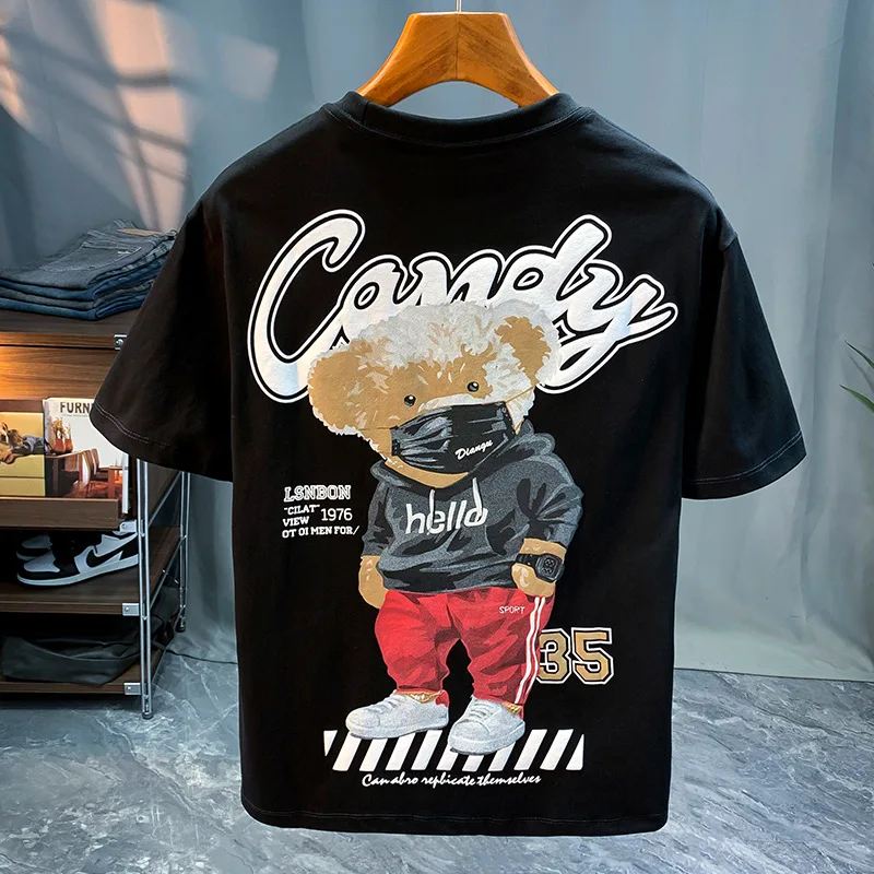 Summer 2024 New Short-Sleeved T-shirt Men's Printed Crew Neck Casual All-Matching Comfortable Stretch Men's Clothing