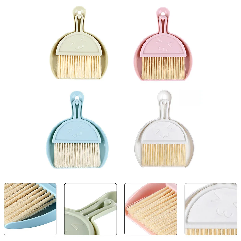 

4Sets Mini Dust Brush Household Dustpan Set Multi-Function Portable Whisk Broom Mini Dustpan Desktop Keyboard Cleaning Supply
