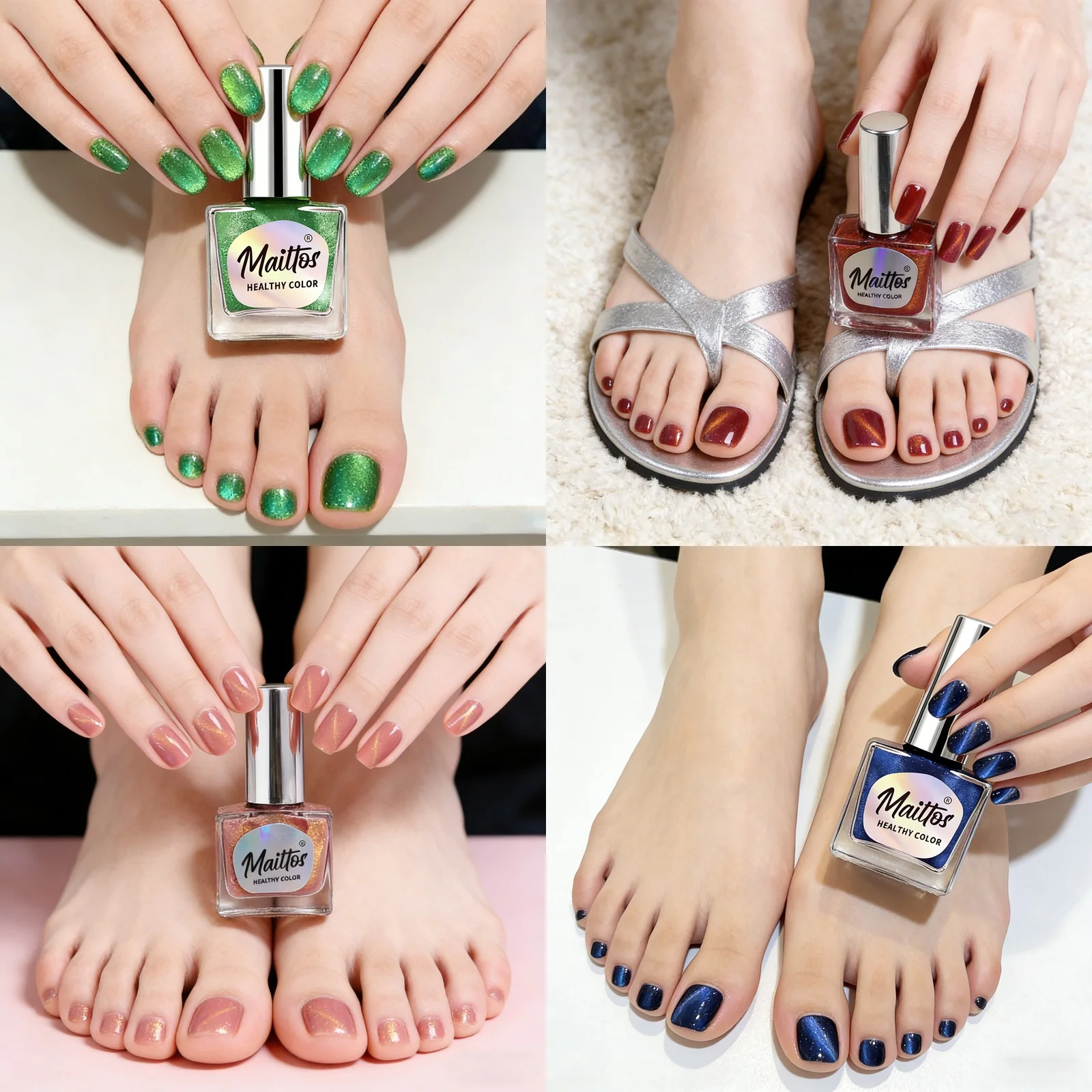 

12 мл x 4 [502/504/512/540] Водостойкий лак для ногтей Cat Eye без запаха, с магнитом, быстросохнущий, не требует УФ-лампы, легко снимается.