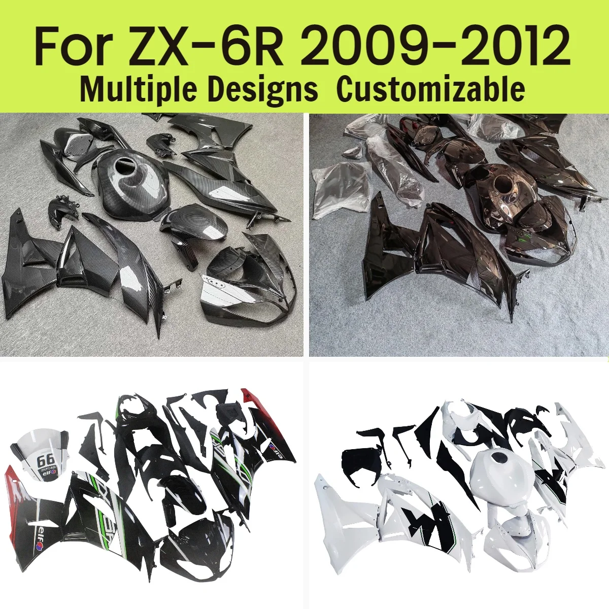 

For Kawasaki ZX-6R 2009-2012 ABS Plastic Fairing Set ZX6R 09-12 Motorcycle Accessories Fairings Cover Parts Kit
