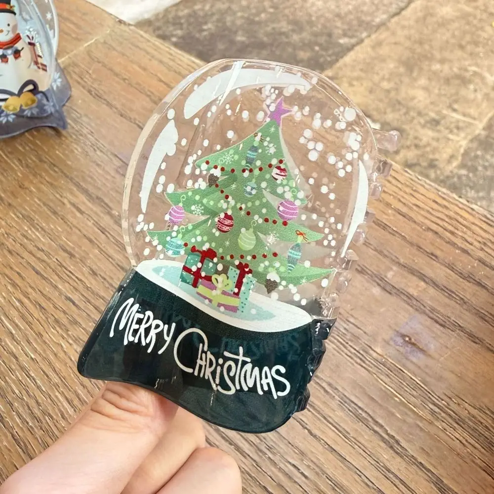 Christmas Tree Christmas Hair Clip Crystal Ball Snowman Santa Claus Hairpin Hair Claw Cute Christmas Grab Clip Women