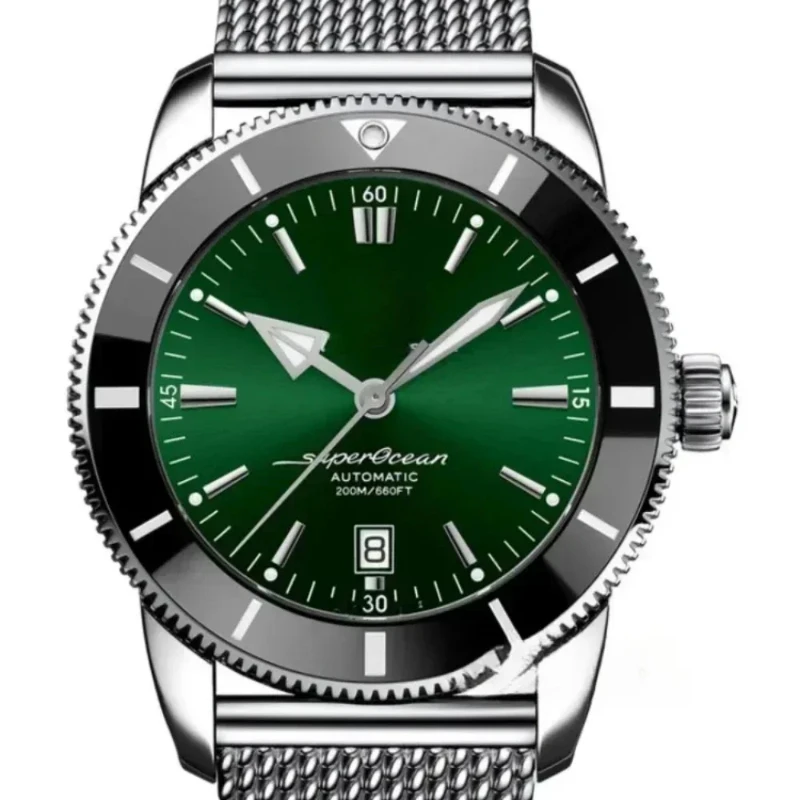 2024 Luxury Men\'s Ocean Series Stainless Steel Automatic Date Gift Watch Stainless Steel Mesh Belt Quartz Waterproof Watch