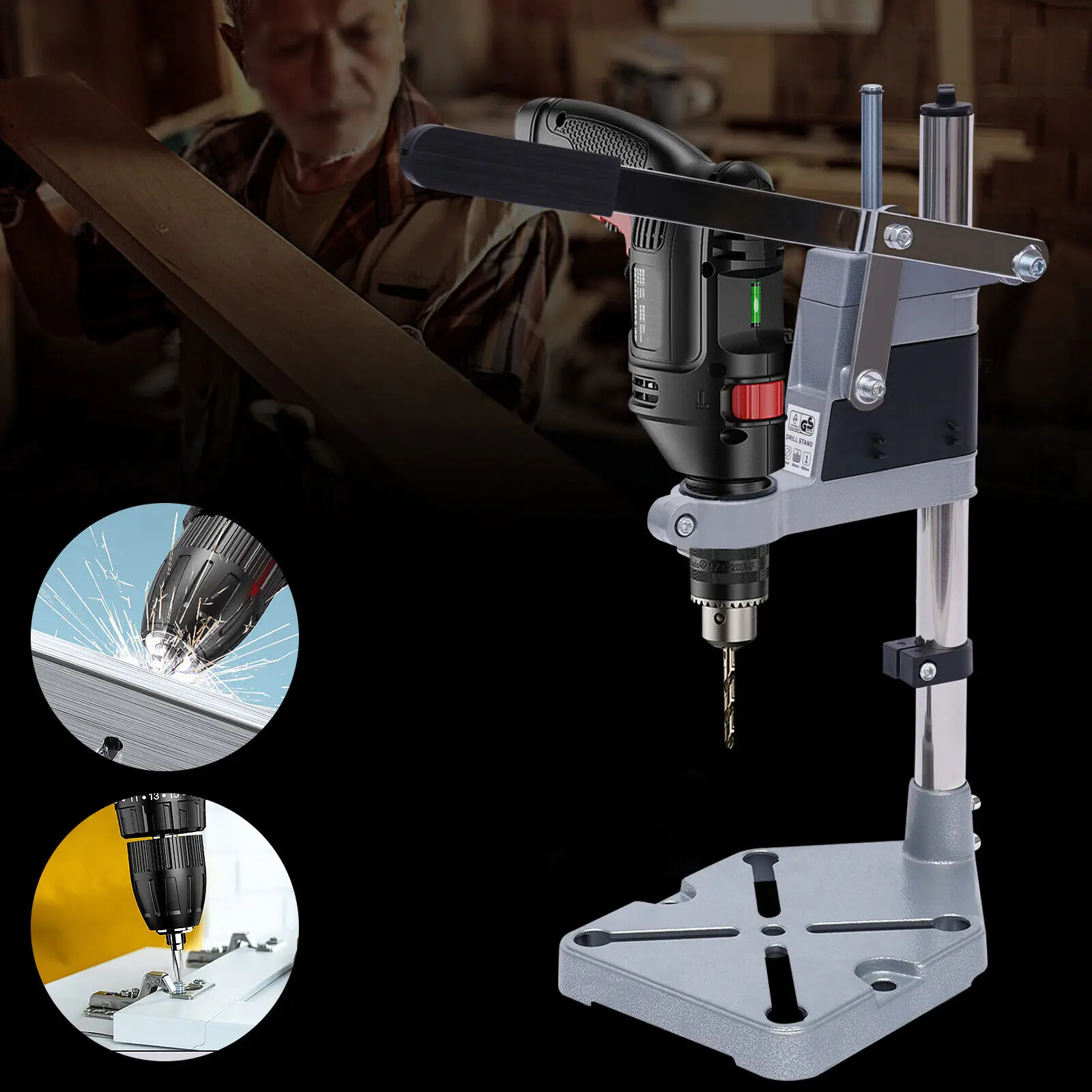 Bench Clamp Drill Press Stand Adjustable Drilling Pedestal Holder Repair Tool