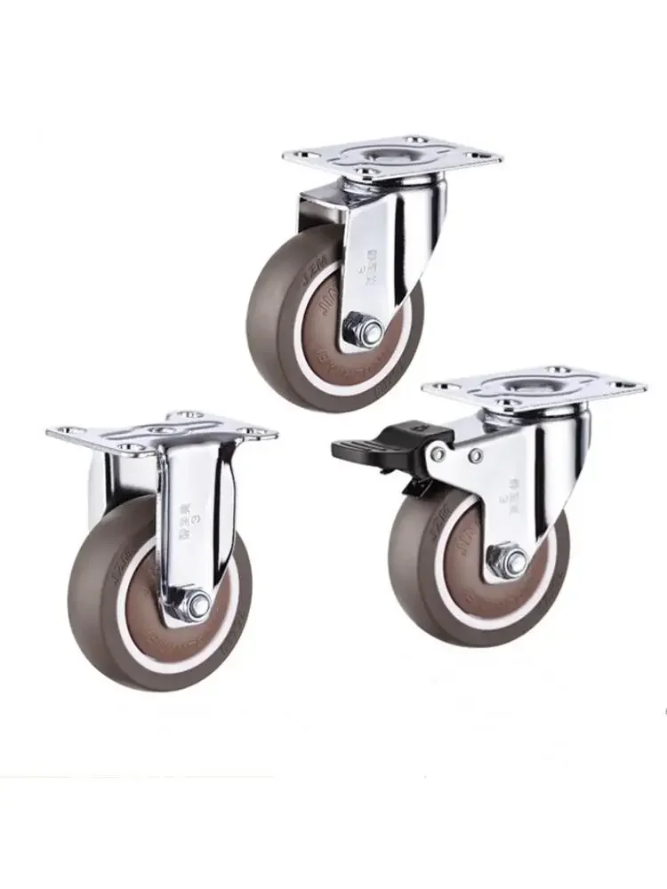 (4 Packs) 3 Inch Universal Caster Rubber Mute Light Furniture Medical Shelf Ventilator Wheel