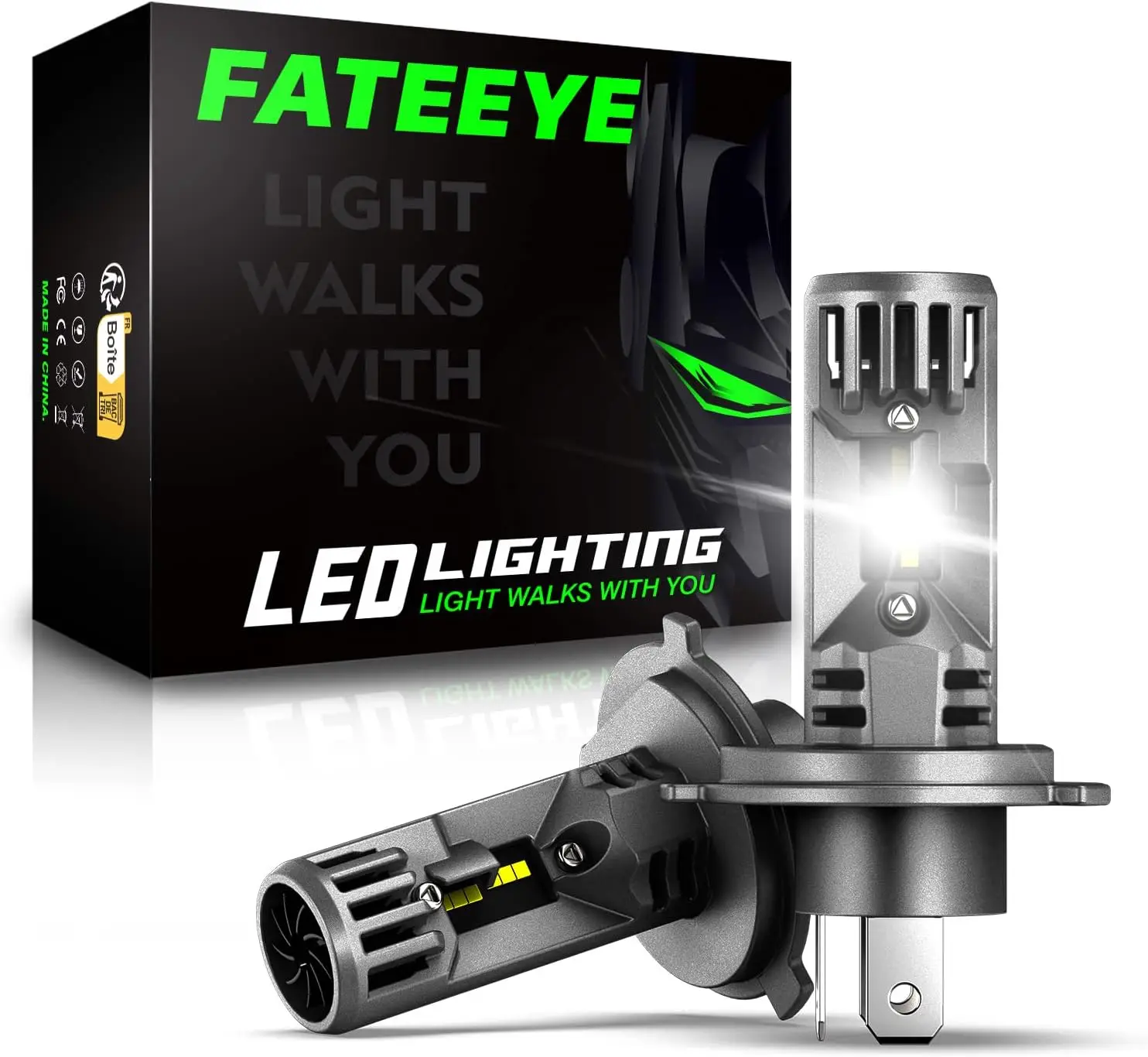 

9003 H4 Bulbs 60000LM Super Bright 6500K Fog Bulb with Turbo Cooling Fan, 1:1 Size, Pack of 2