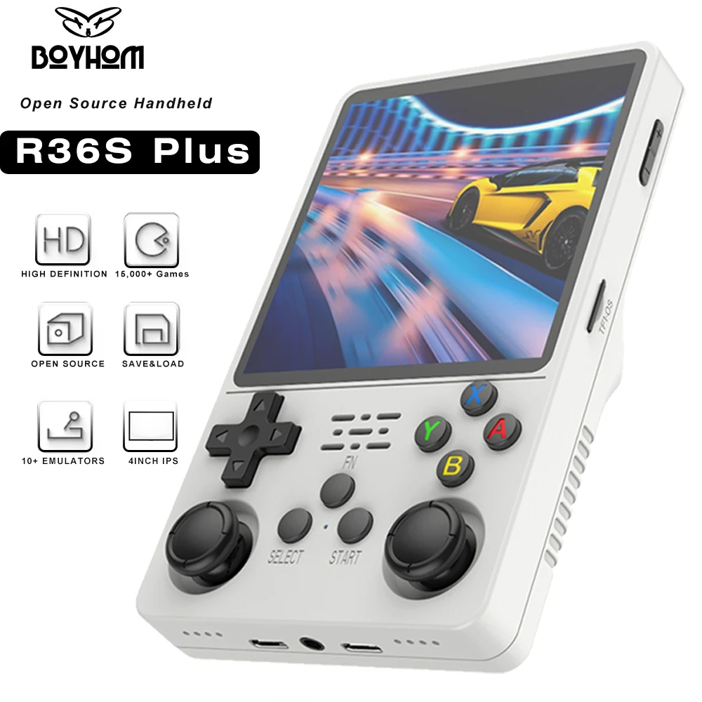 

BOYHOM R36PLUS Ретро портативная консоль 4-дюймовый IPS-экран 64 ГБ 128 ГБ WiFi NES SNES Game Boy Advance N64 PS1 PSP Эмулятор