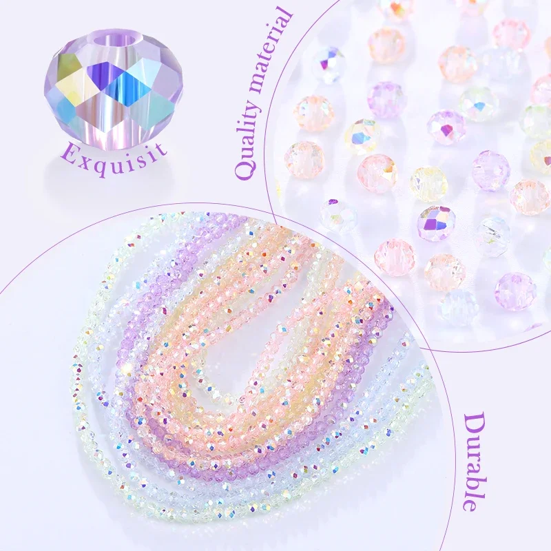 3mm Faceted Round Glass Beads AB Color Crystal Beads Strands Briolette Rondelle Crystal Beads Spacers for Jewelry Making DIY