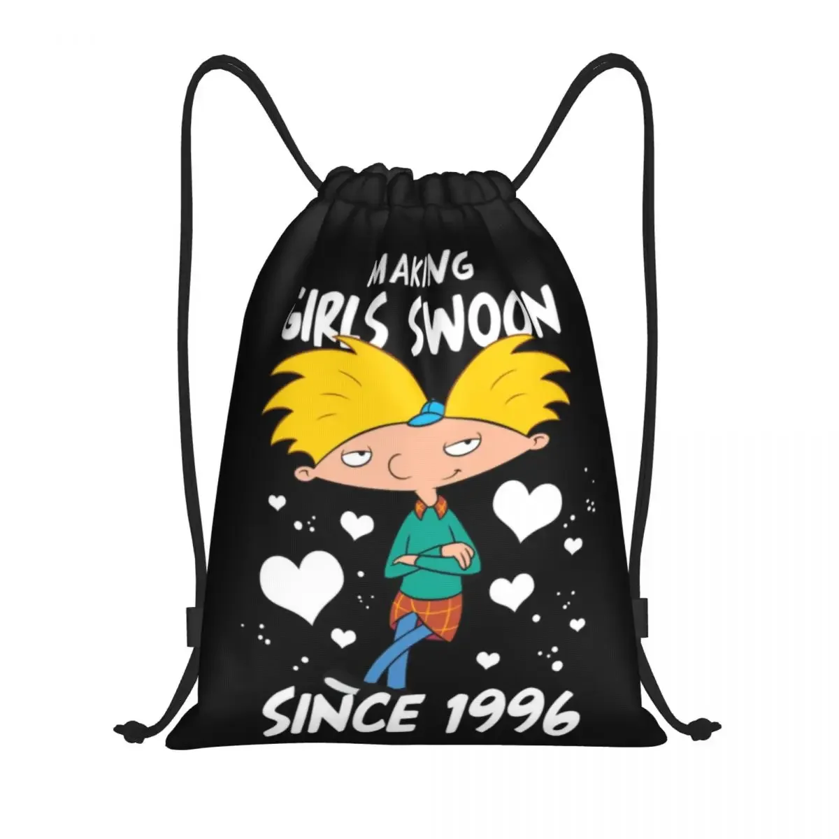 Custom Hey Arnold Animated Anime Helga Pataki Drawstring Backpack Sports Gym Bag for Women Men Training Sackpack