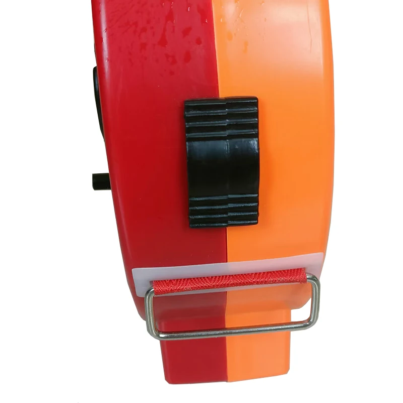 Warning tape in a box, 50 meters long, red in color.