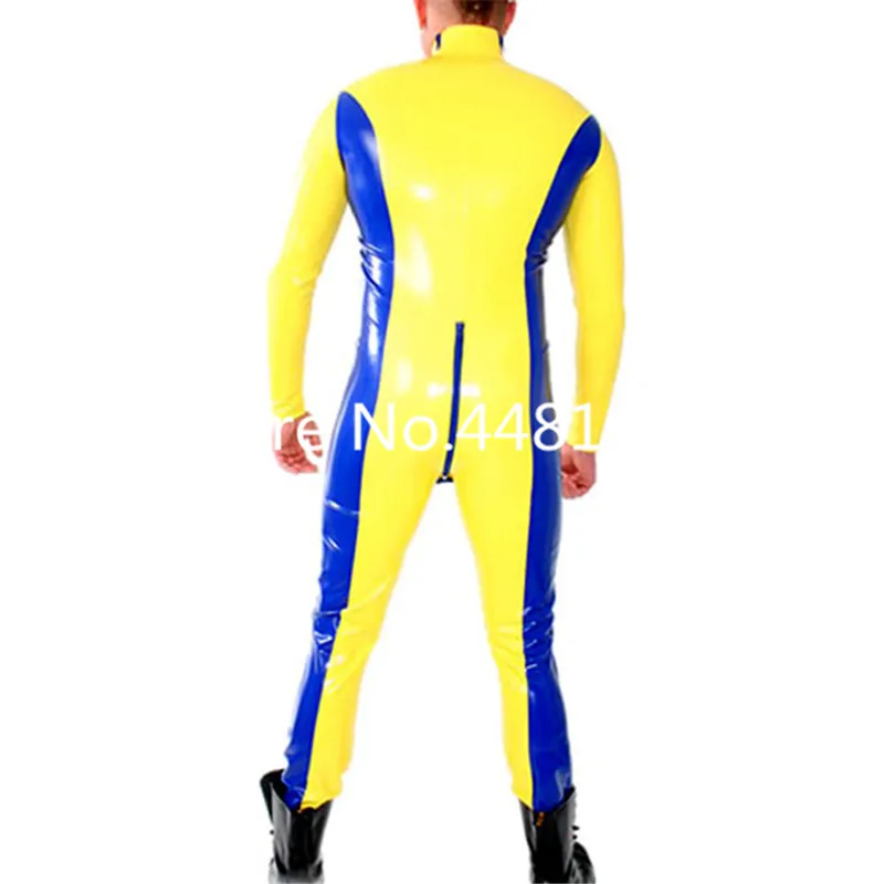 Males' Sexy pelle stretta in lattice Codpiece Catsuit con spalla Zip Entry Latex Rubber body costumi per uomo XS-XXXL (senza calzini)