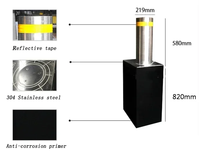 Automatic Hydraulic Road Guard Post Parking Interceptor Access Control System (4 bollards and 1 Controller, Korea)