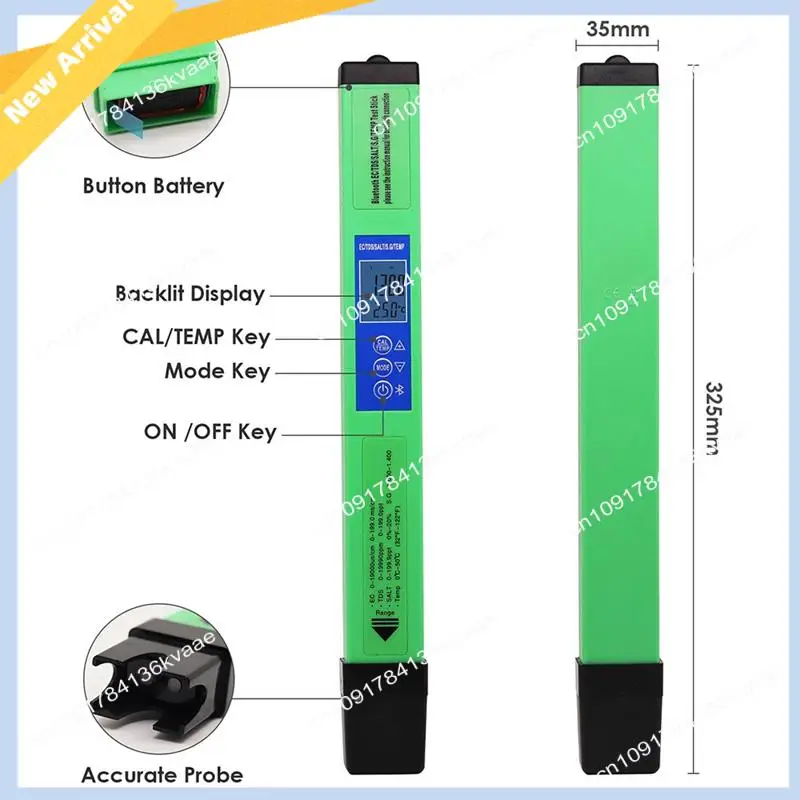 M01K Green Water Quality Tester Digital EC TDS SALT SG TEMP Detector Bluetooth APP Control For Drinking Laboratory Aquarium