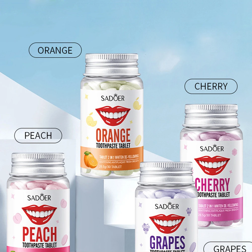 

30 Tablet Solid Chewing Toothpaste Oral Care Breath Refresh Dental Plaque Stain Smoke Remove Teeth Cleaning Whitening Toothpaste