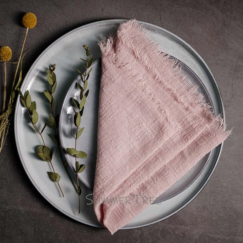 12PCS Large Napkins Cotton Gauze 41x41cm Napkin Muslin Tea Towels Dinner Retro Cheesecloth Wedding Party Rustic Table Decoration