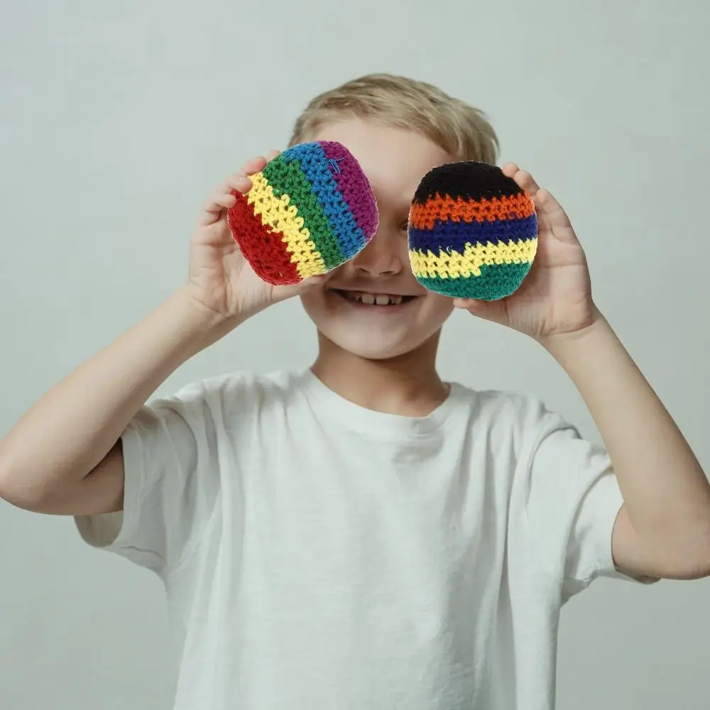 1/3/6/12Pcs Durable Handmade Knitted Footbag Sacks Geometric Pattern Multicolored Sports Toy Random Color 5cm