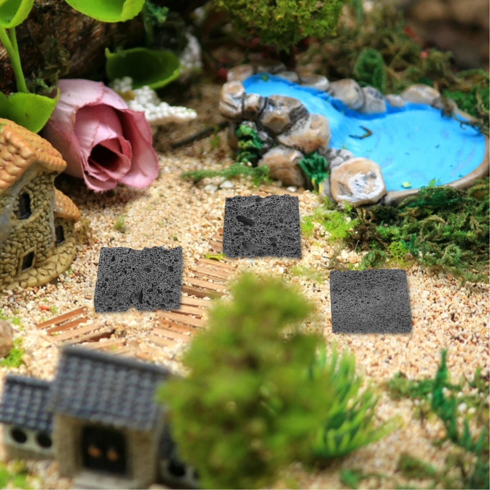 

3 Pieces Aquarium Volcanic Rock Planting Tank Decor Fluorescent Stones Large Aquatic Rocks Aquascaping Moss