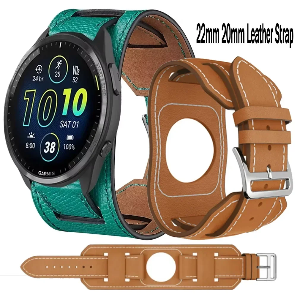 22 mm 20 mm Lederarmband für Garmin Forerunner 265 255 965 955 55 245 165 745 Armband für Garmin Vivoactive 5/4 Zubehör