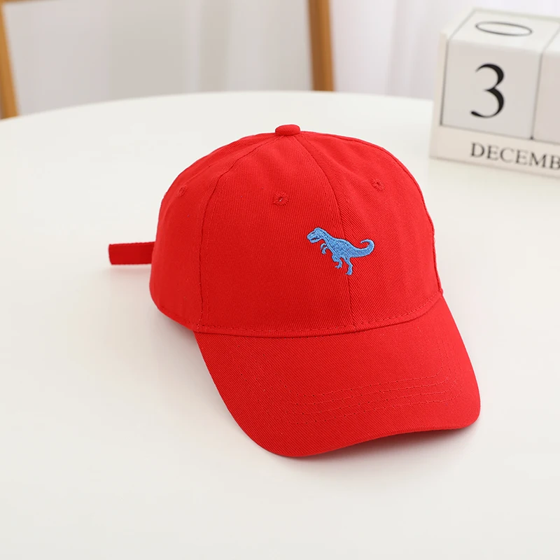 Fashion Soild Boys Baseball Cap Dinosaur Embroidered Cotton Snapback Hat Kids Outdoor Travel Sum Hats for 2 to 8year Child Hats