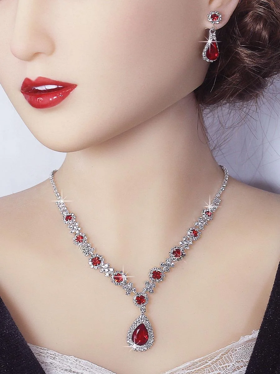 

Свадебный комплект ожерелья и сережек с кристаллами для женщин, модные ювелирные изделия, комплект из двух предметов, свадебное платье, аккамент