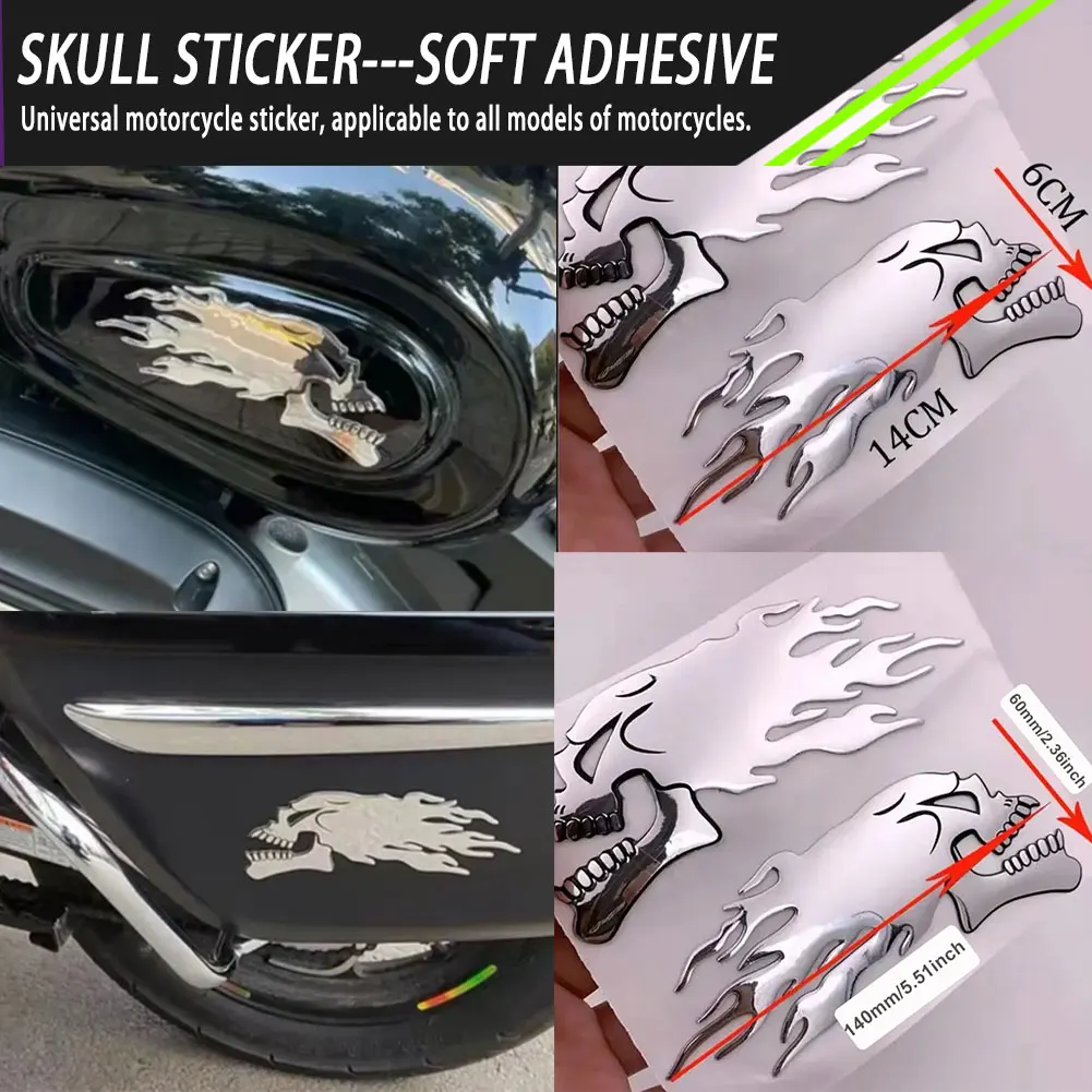 

Motorcycle Universal Skull Sticker Funny Decoration Reflective Decals Sticker Applicable For Motorbike Various Brands Model