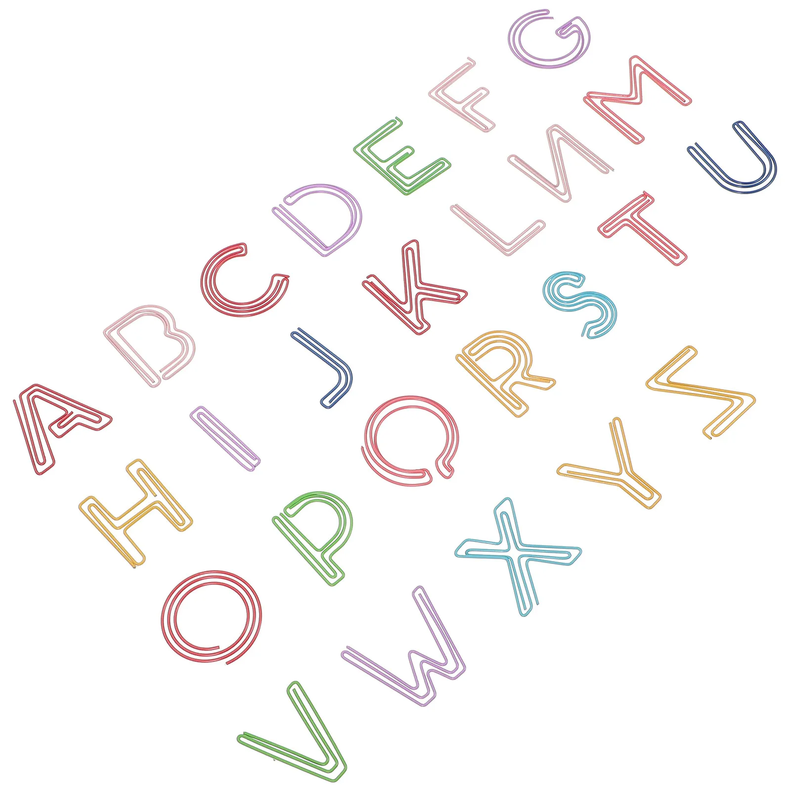 26Pcs Colored Letter Design Metal Clips Exquisite Craftsmanship Non-Deforming Stylish Clamps for Students Documents Bills