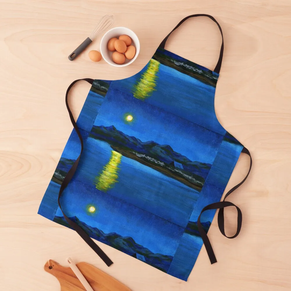 

Full Moon at the Mouth of the River Apron oil proof apron novelties kitchen and home