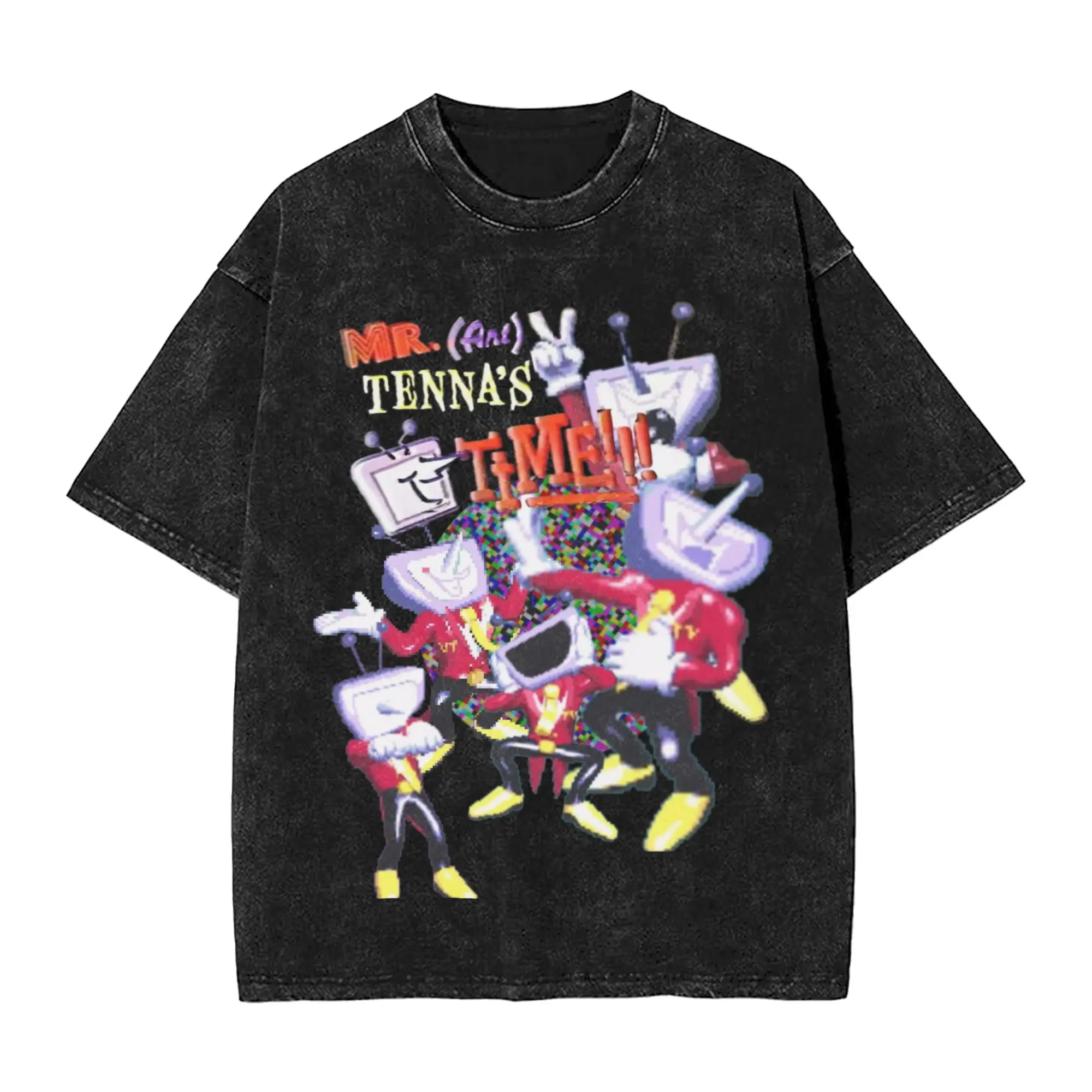 Mr (Ant) Tenna TV Time! T Shirts Washed Short Sleeve T-Shirts Deltarune Men Women Tops Streetwear Graphic Printed Tops Tees