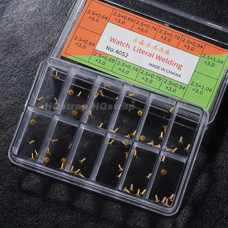 No.4052 Watch Lateral Welding Pins Assortment Kit Compartment Storage Box Watch Case Repair Parts Watch Case Welding Fixing