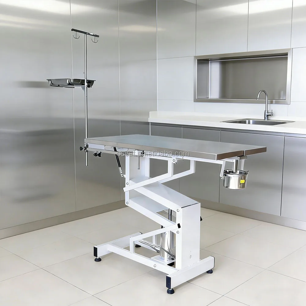 Veterinary Instrument Hydraulic Pet Grooming Table V Top Stainless Steel Examination Table With Wheels