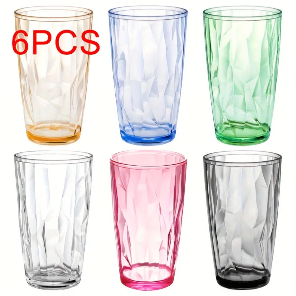 

6psc 15oz Water Cups, Unbreakable Tritan Drinking Glasses Shatterproof Acrylic Glasses Drinkware Hard Plastic Cups