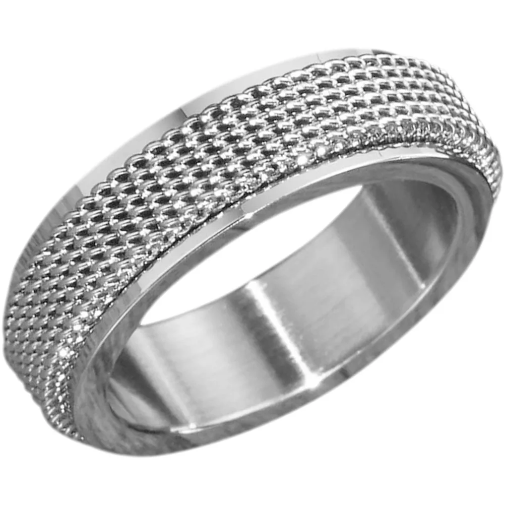

Titanium Steel Rotary Ring Mens Stainless Rings Fashion Mesh Cool Anxiety Fidget Male Finger Party Club Jewelry