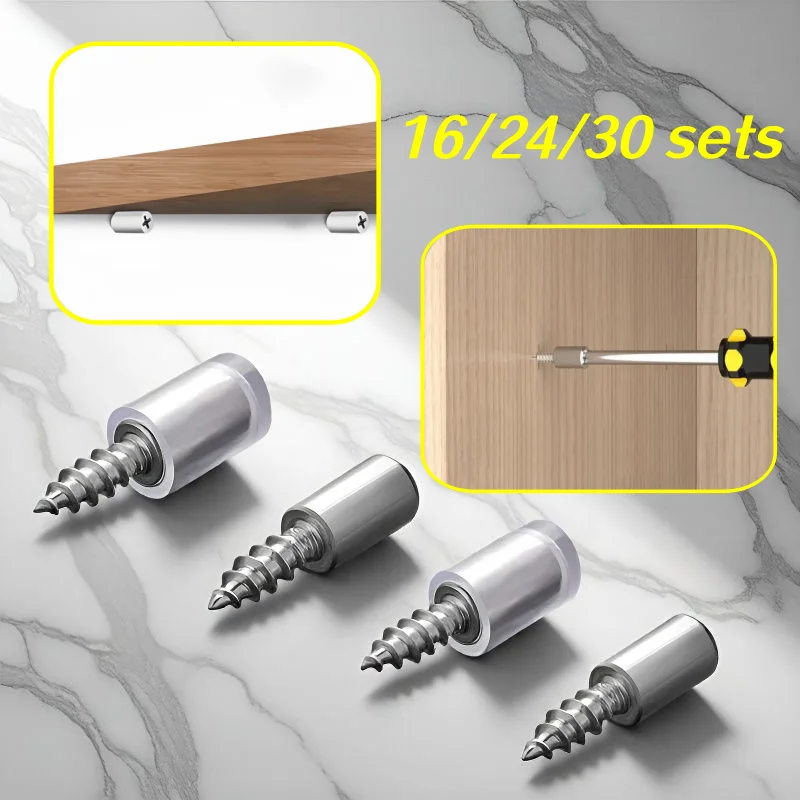 16/24/30 sets of self tapping board brackets, partition hardware accessories, shelf nails, suitable for bookcases and cabinets