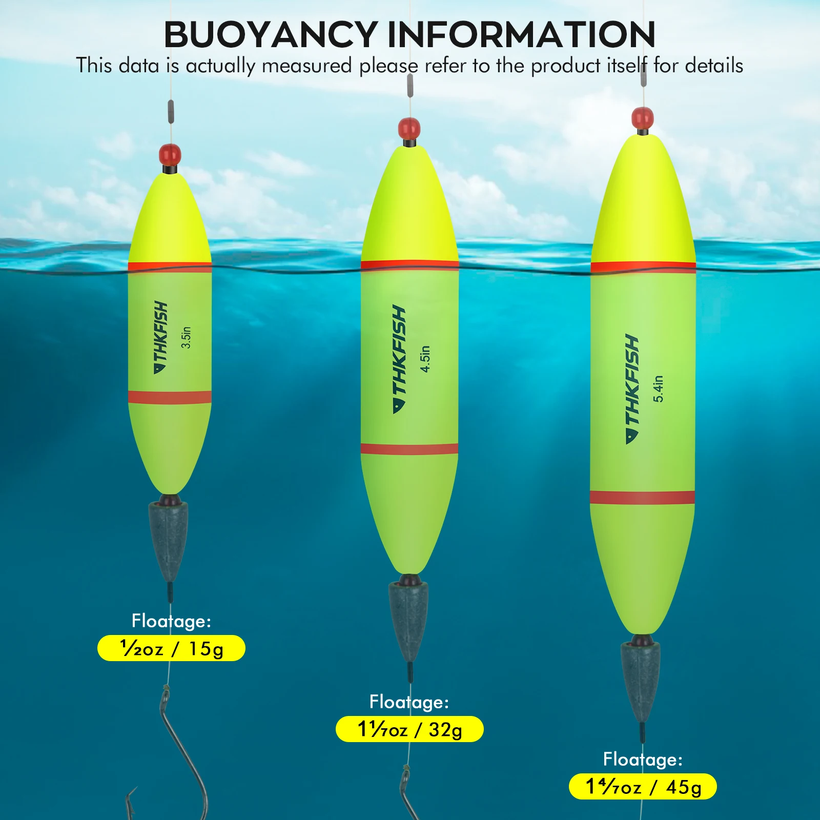 8pcs Weighten Fishing Floats 3.5in 4.5in 5.4in Fishing Catfish Bobbers Buoys Freshwater EVA Foam Sea Fishing Float Buoy