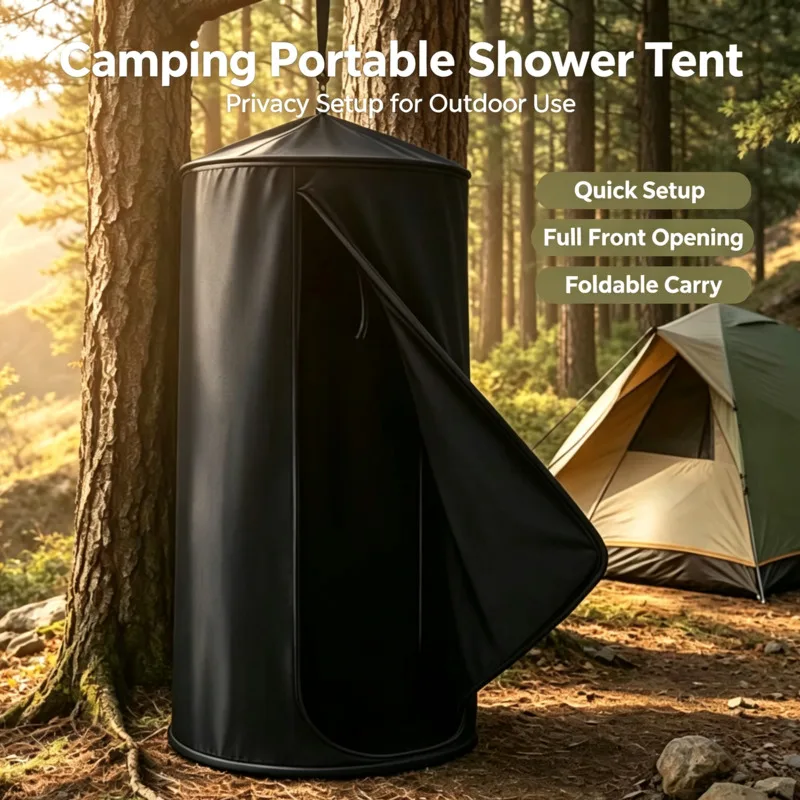 87x183cm Portable Waterproof Hanging Privacy Tent, Outdoor Camping Shower Changing Room Beach, Toilet Booth Oxford Cloth Shelter
